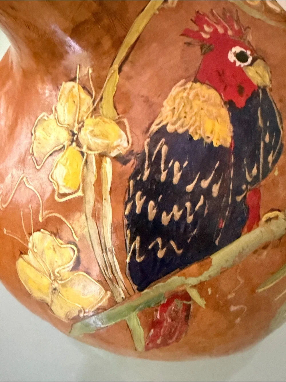 🦜 LARGE Dried Gourd | Hand Painted Parrots | 12